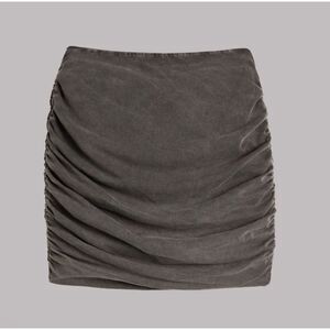 MIKUTA The Dark Faded Short Ruched Mini Skirt Charcoal Grey Cotton NWOT M